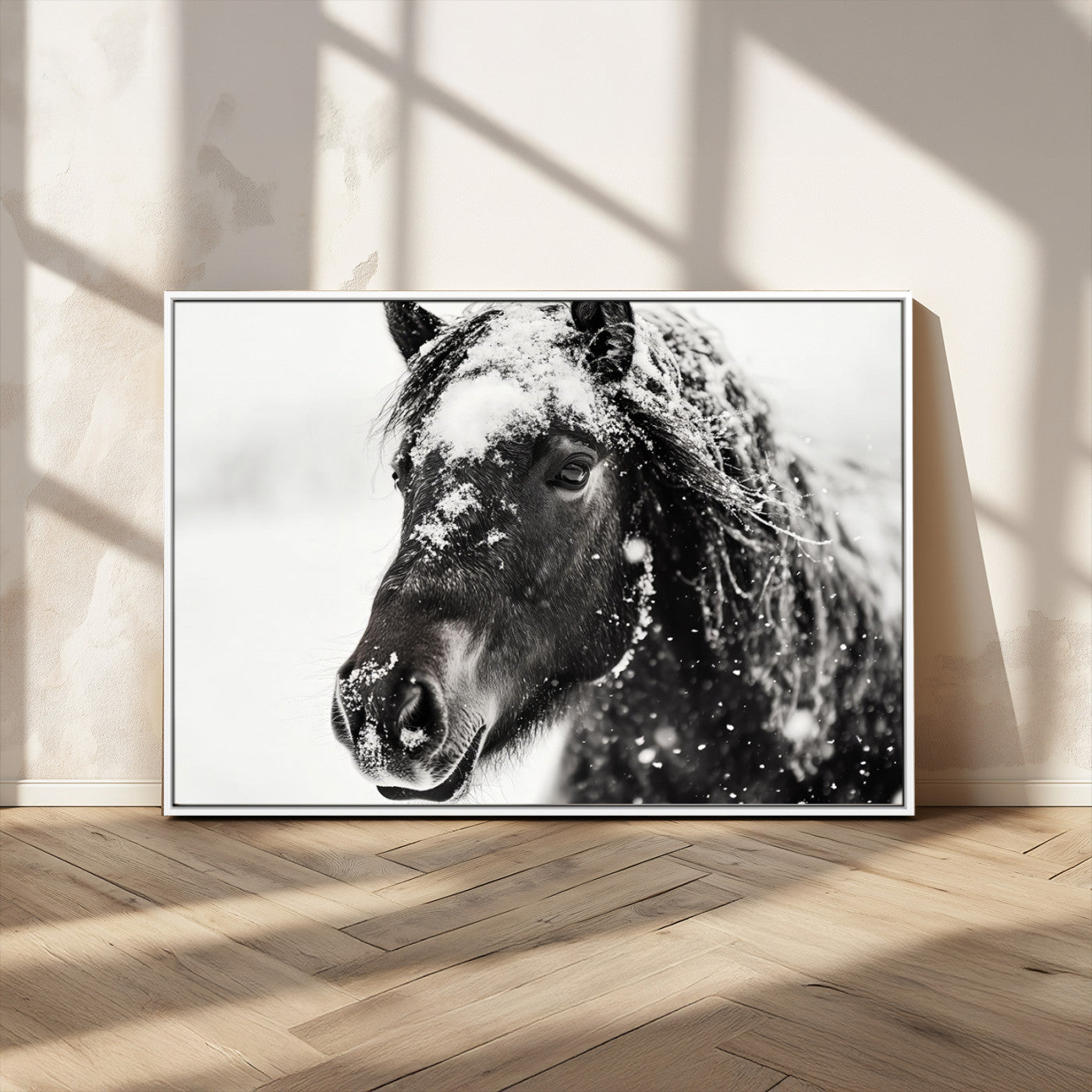 MGV-FC-36X24 - Framed Black and White Horse Wall Art | Ready to Hang and Framed | Farmhouse and Western Wall Decor