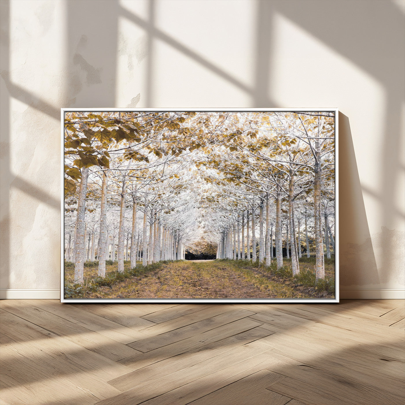 MGV-FC-36X24 - Forest Grove Wall Art | Serene Pathway Canvas Print | Ready to Hang and Framed Nature Wall Decor for