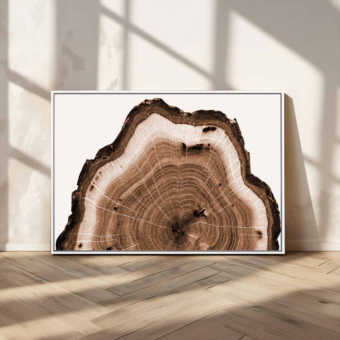 45195-MGV-CV-36X24-Rustic Wood Rings Wall Art | Nature-Inspired Tree Ring Canvas Print | Ready to Hang and Framed for