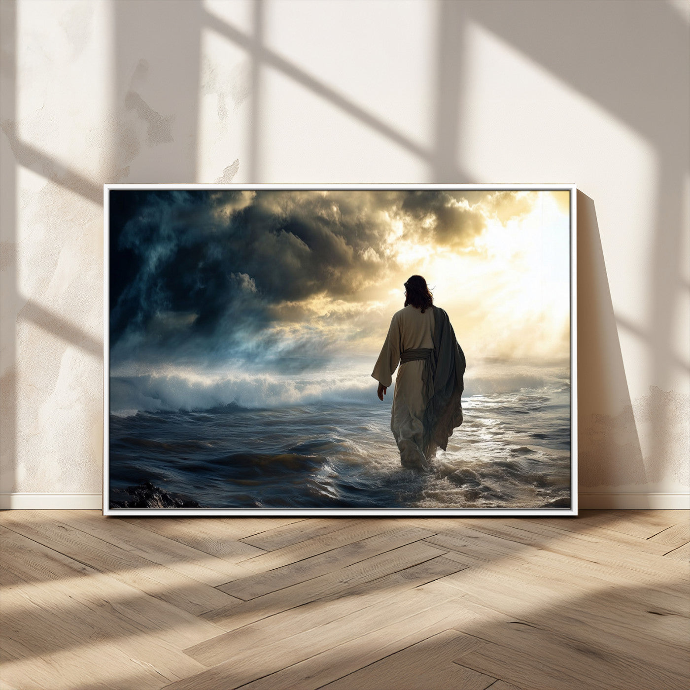 MGV-FC-36X24 - Jesus Walking on Water Wall Art | Canvas Print | Ready to Hang | Christian Home Decor | Spiritual