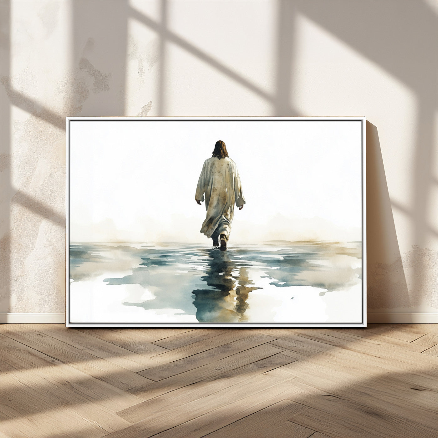 MGV-FC-36X24 - Abstract Jesus Wall Art Canvas Print, Christian Wall Art, Jesus Christ Walking