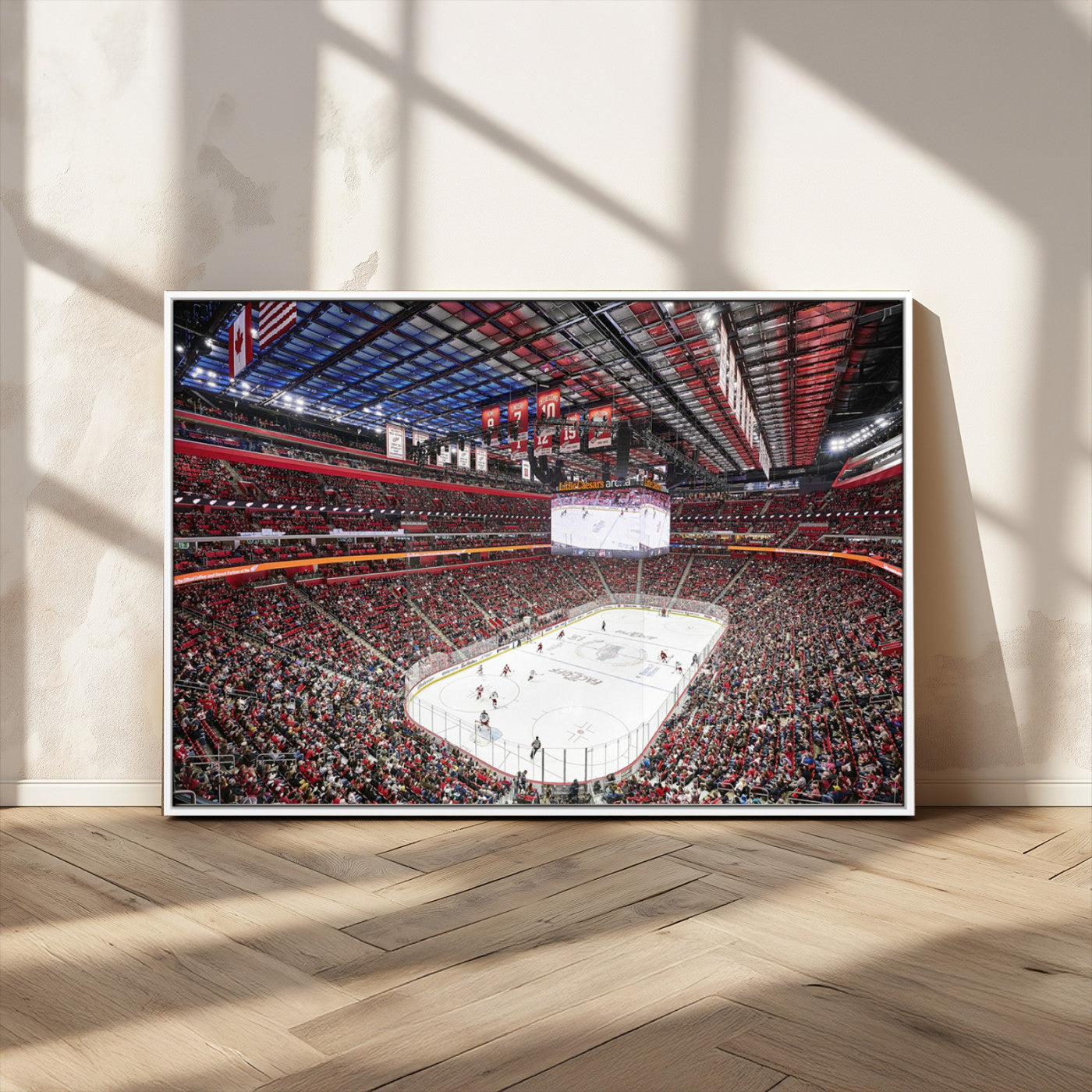 MGV-FC-36X24 - Barton Malow Little Caesars Arena Detroit Wall Art Canvas Print - Detroit Hockey and Basketball