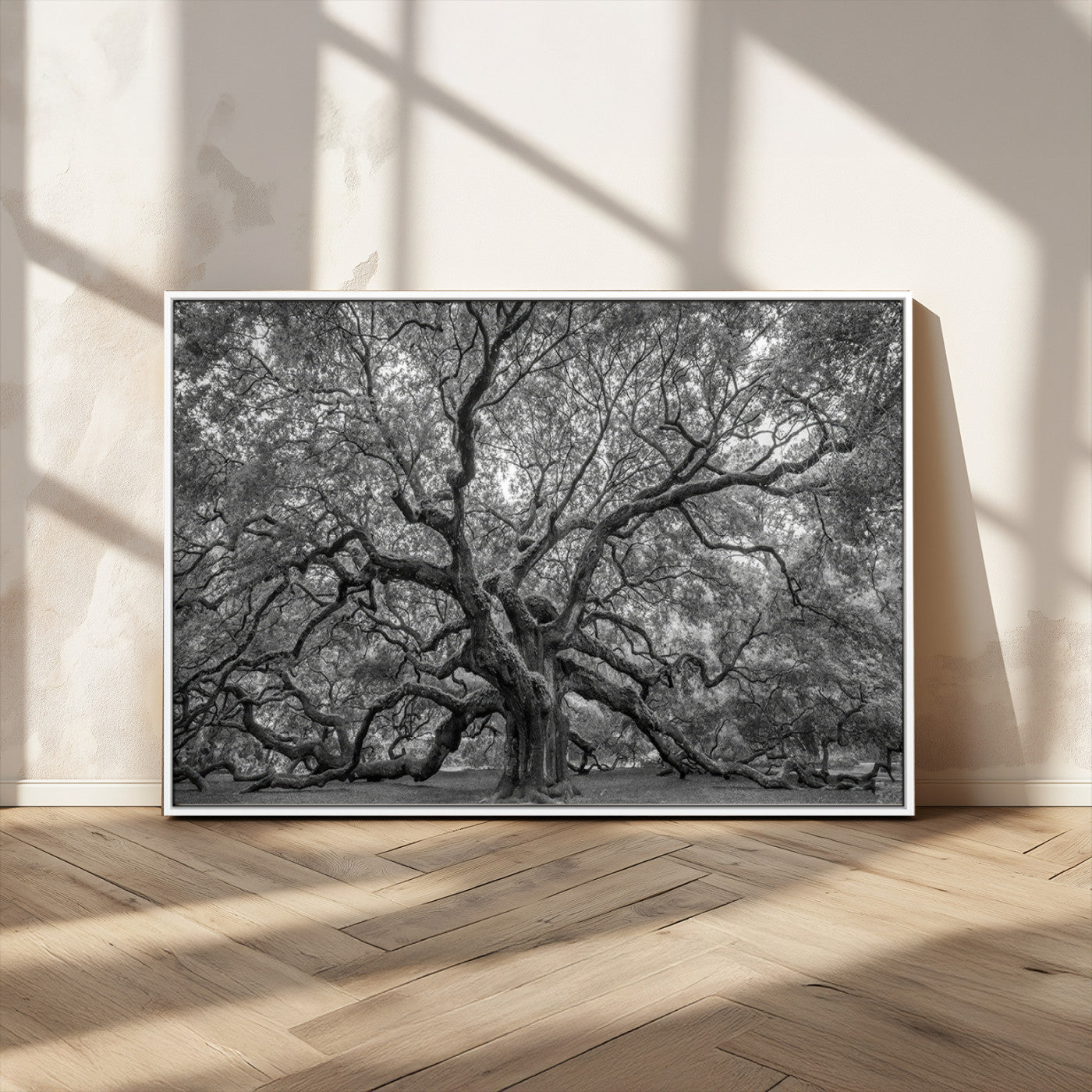97240-MGV-CV-36X24-Majestic Angel Oak Tree Black and White Canvas Print – Multi Panel Wall Art, Giclée Print, Ready to
