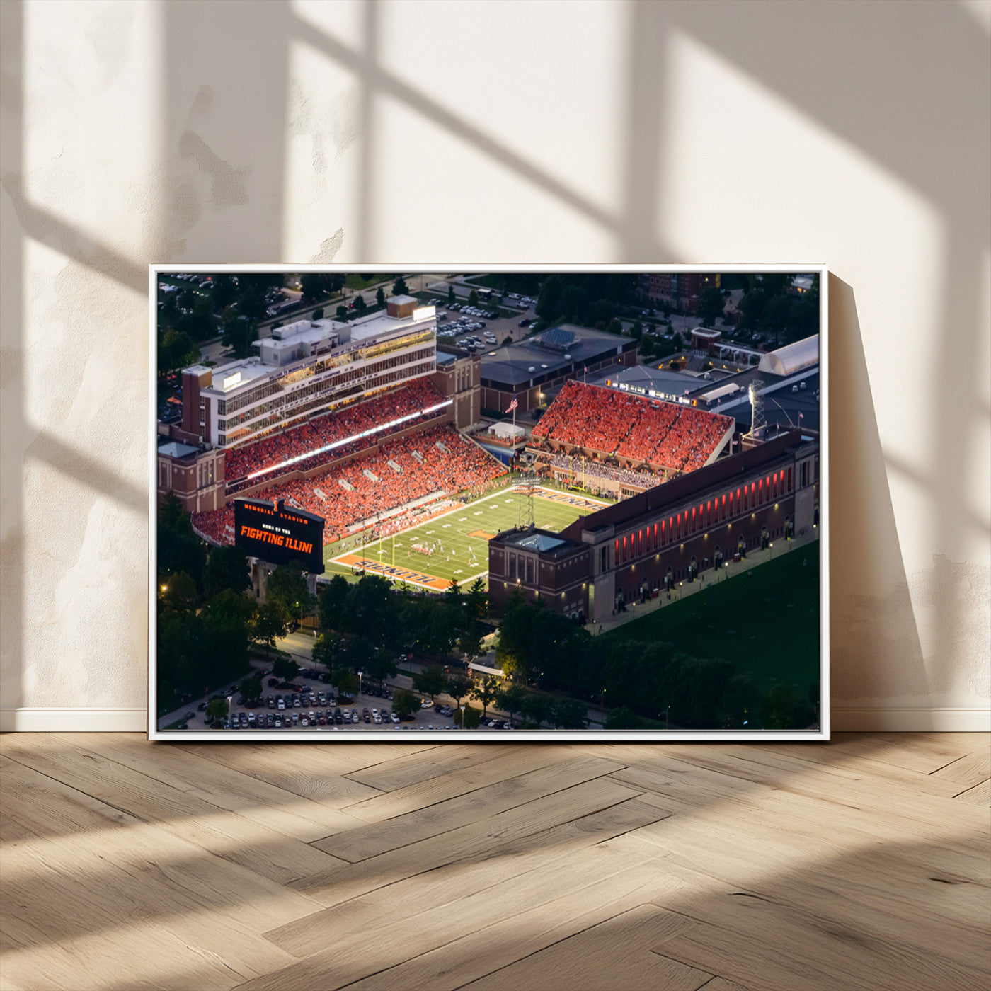 MGV-FC-36X24 - University of Illinois Fighting Illini Football Team Print - Champaign Illinois Memorial Stadium