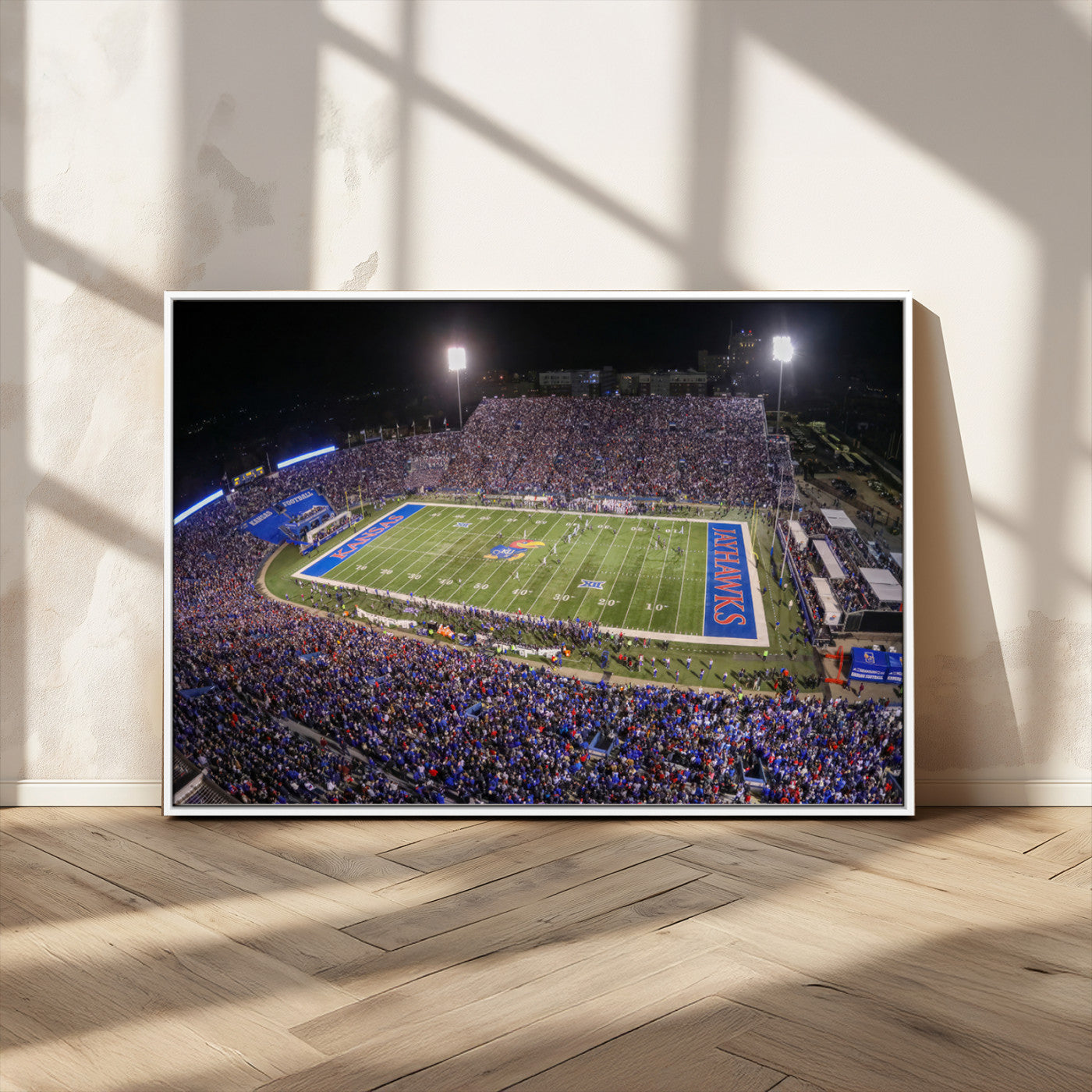 MGV-FC-36X24 - University of Kansas Jayhawks Football Team Print - Lawrence Kansas Memorial Stadium Wall Art Canvas