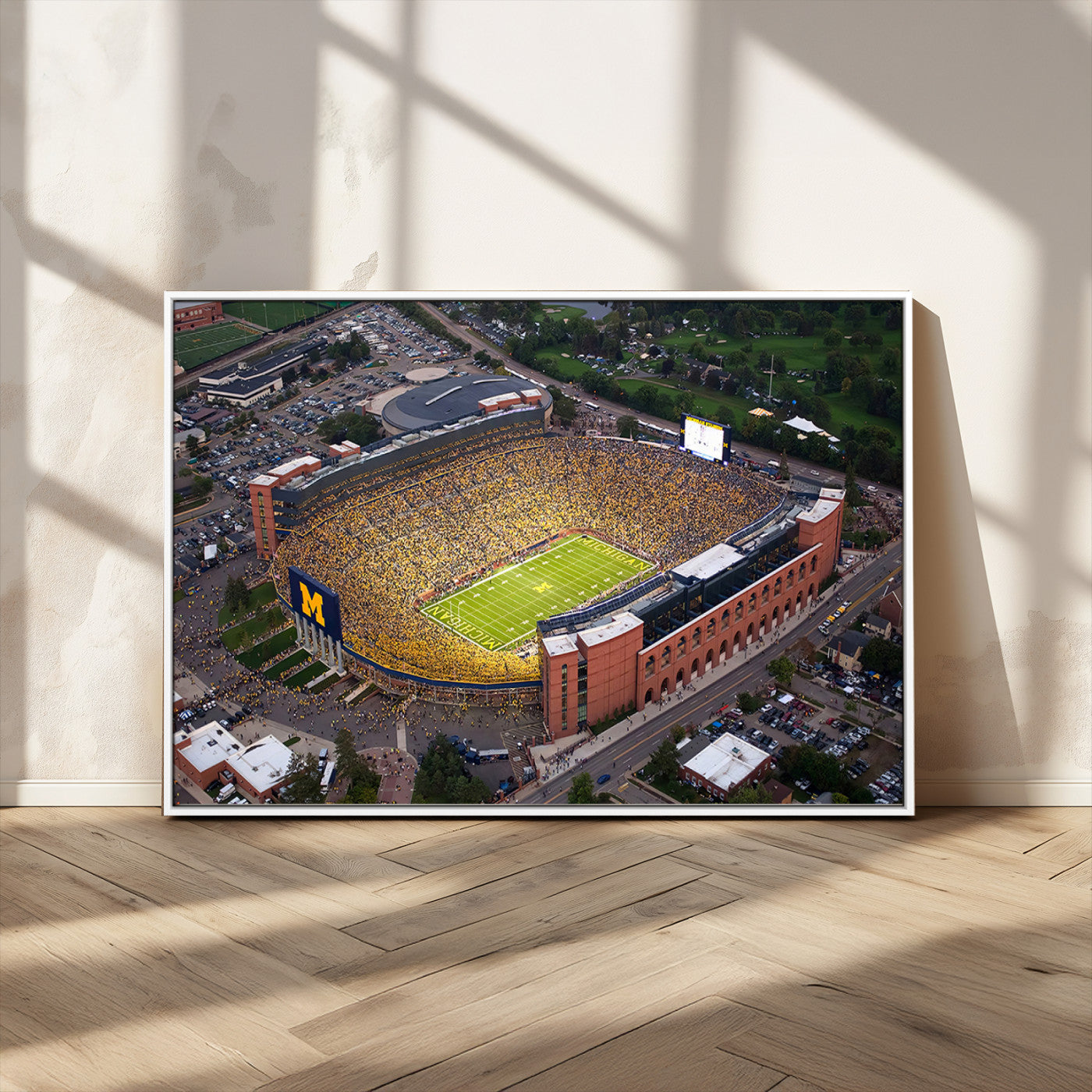 MGV-FC-36X24 - University of Michigan Wolverines Football Team Print - Ann Arbor Michigan Stadium Wall Art Canvas