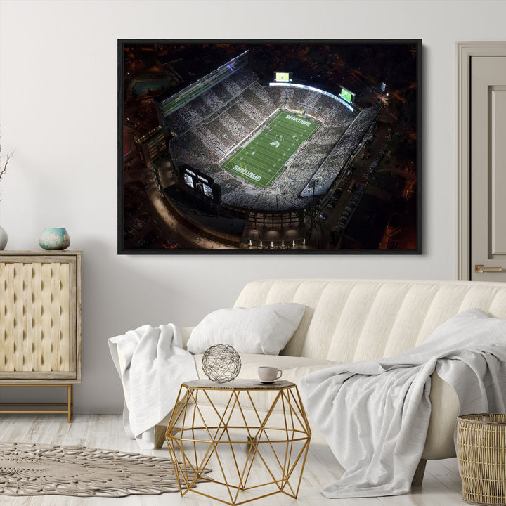 Michigan State Spartans Football Team Print - East Lansing Spartan Stadium Print Wall Art