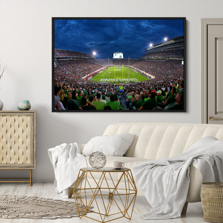 Michigan State Spartans Football Team Print - East Lansing Spartan Stadium Wall Art Canvas Print