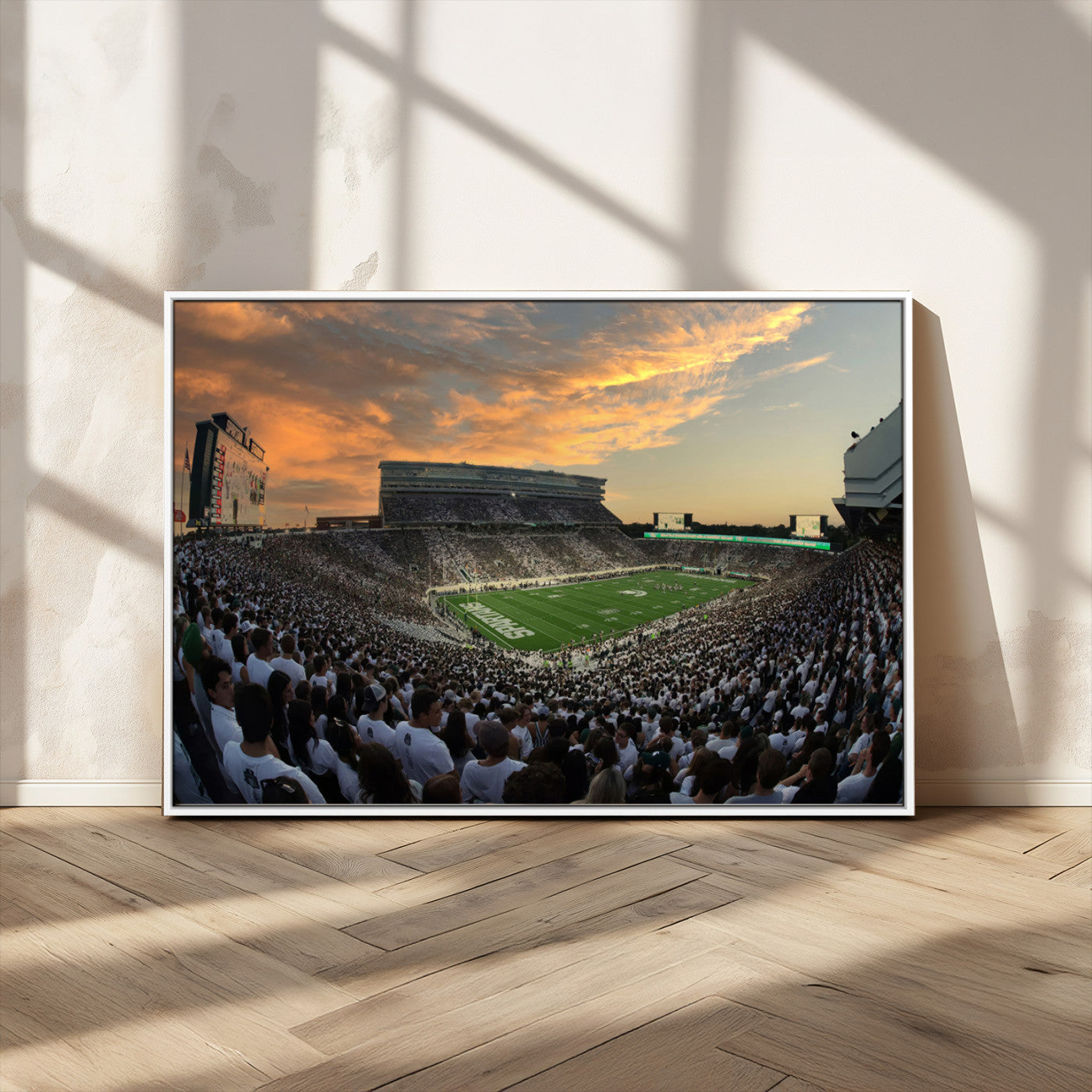 MGV-FC-36X24 - Michigan State Spartans Football Team Print - East Lansing Spartan Stadium Wall Art Canvas Print