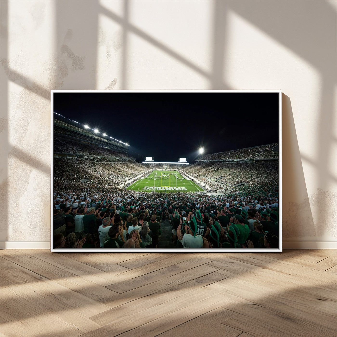 MGV-FC-36X24 - Framed Michigan State Spartans Football Team Print - East Lansing Spartan Stadium Wall Art Canvas