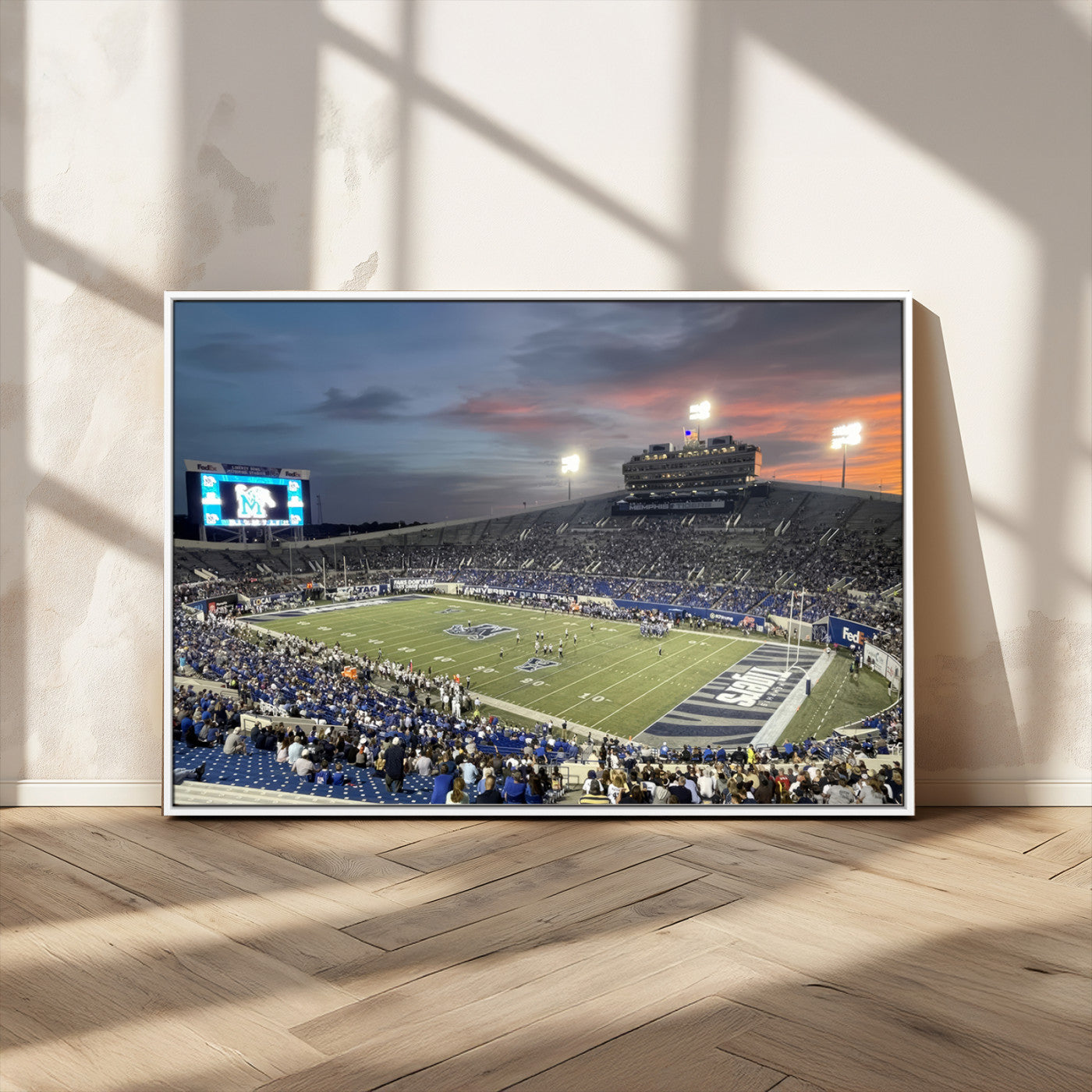 MGV-FC-36X24 - Memphis Tigers Football Team Print - Memphis Simmons Bank Liberty Stadium Wall Art Canvas Print