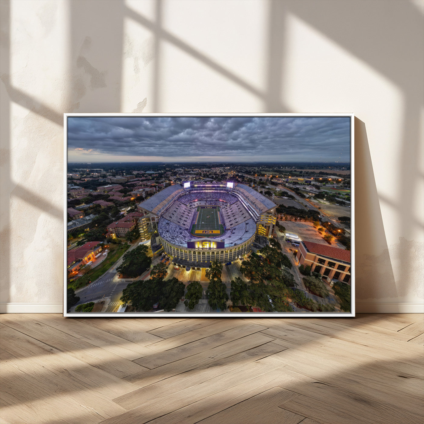 MGV-FC-36X24 - The Louisiana State University Tigers Football Team Print - Baton Rouge Tiger Stadium Wall Art