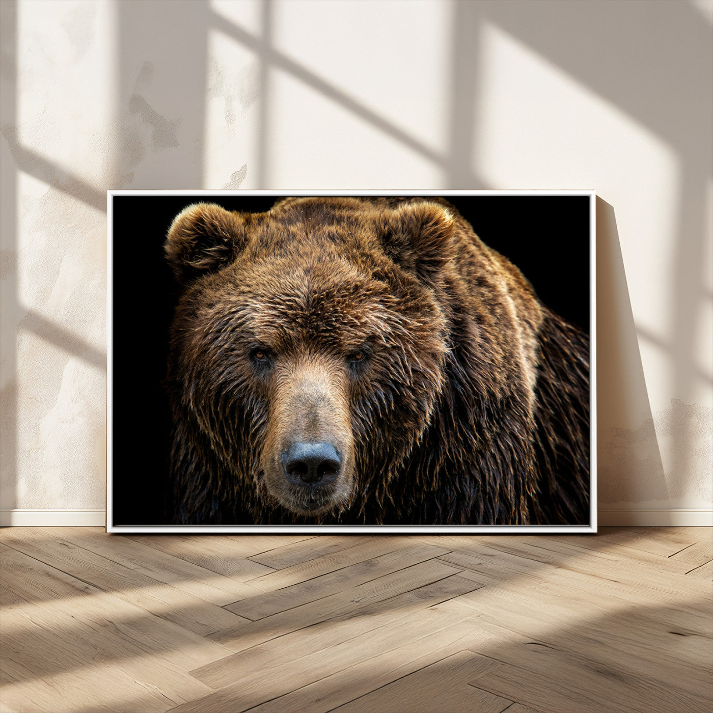 MGV-FC-36X24 - Grizzly Brown Bear Canvas Wall Art, Wildlife Animal Canvas Artwork Bear Print, Bear Wall Art Print,