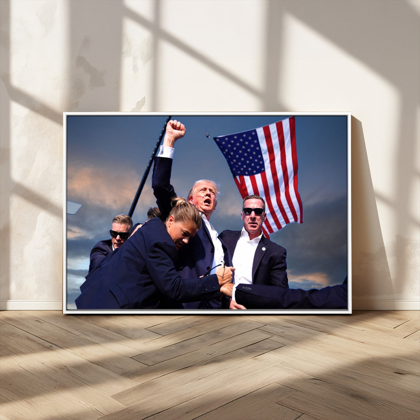 MGV-FC-36X24 - Donald Trump Assassination Attempt Wall Art Print, Trump Historic Footage - Iconic Reaction by Trump