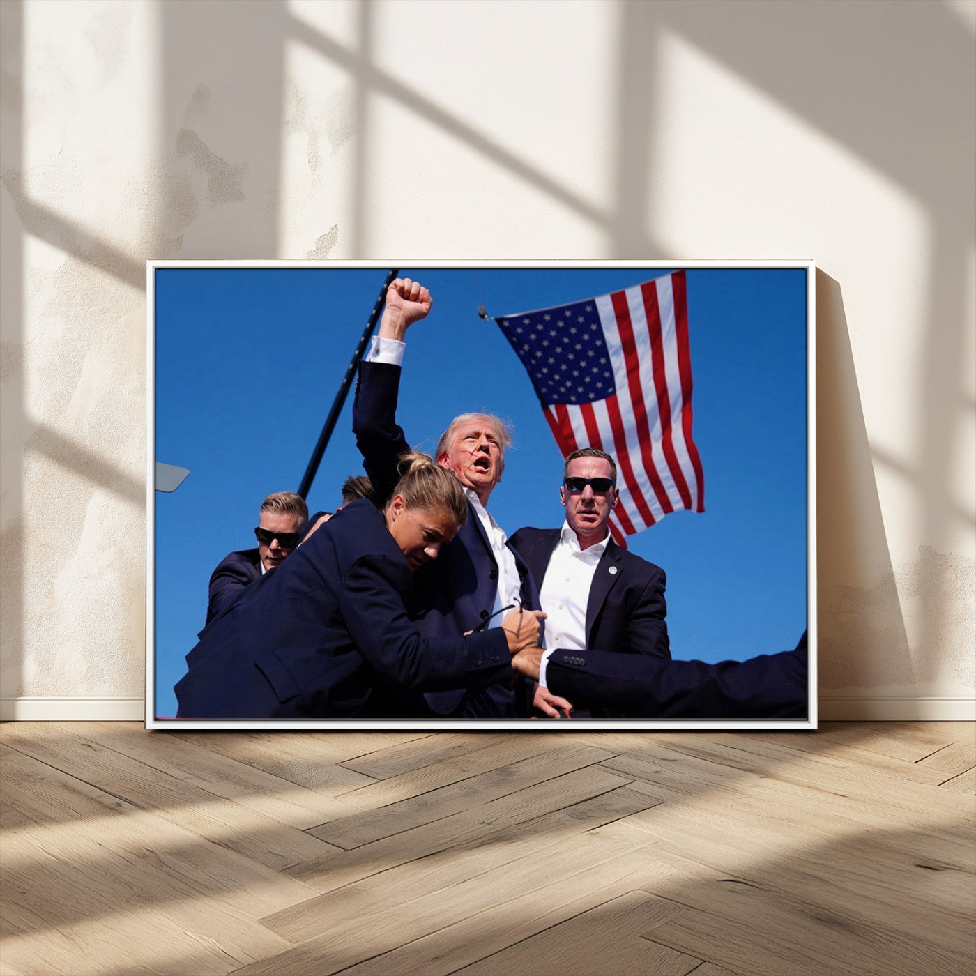 MGV-FC-36X24 - Donald Trump Assassination Attempt Wall Art Print, Trump Historic Footage - Iconic Reaction by Trump