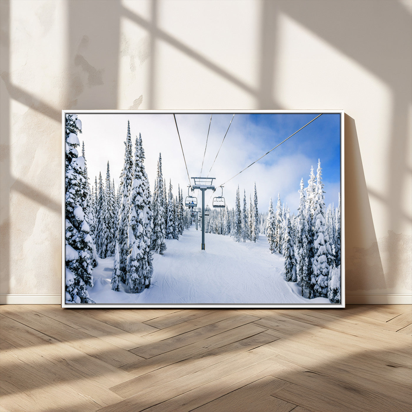 MGV-FC-36X24 - Winter Ski Lift Wall Art Print - Landscape Wall Art | Snowy Mountain Adventure | Perfect for Cabin