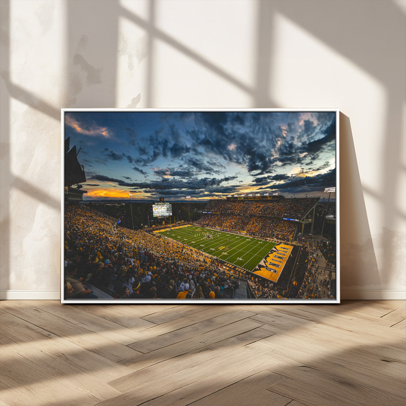 MGV-FC-36X24 - University of Wyoming Cowboys Football Team Print - Laramie War Memorial Stadium Wall Art Canvas