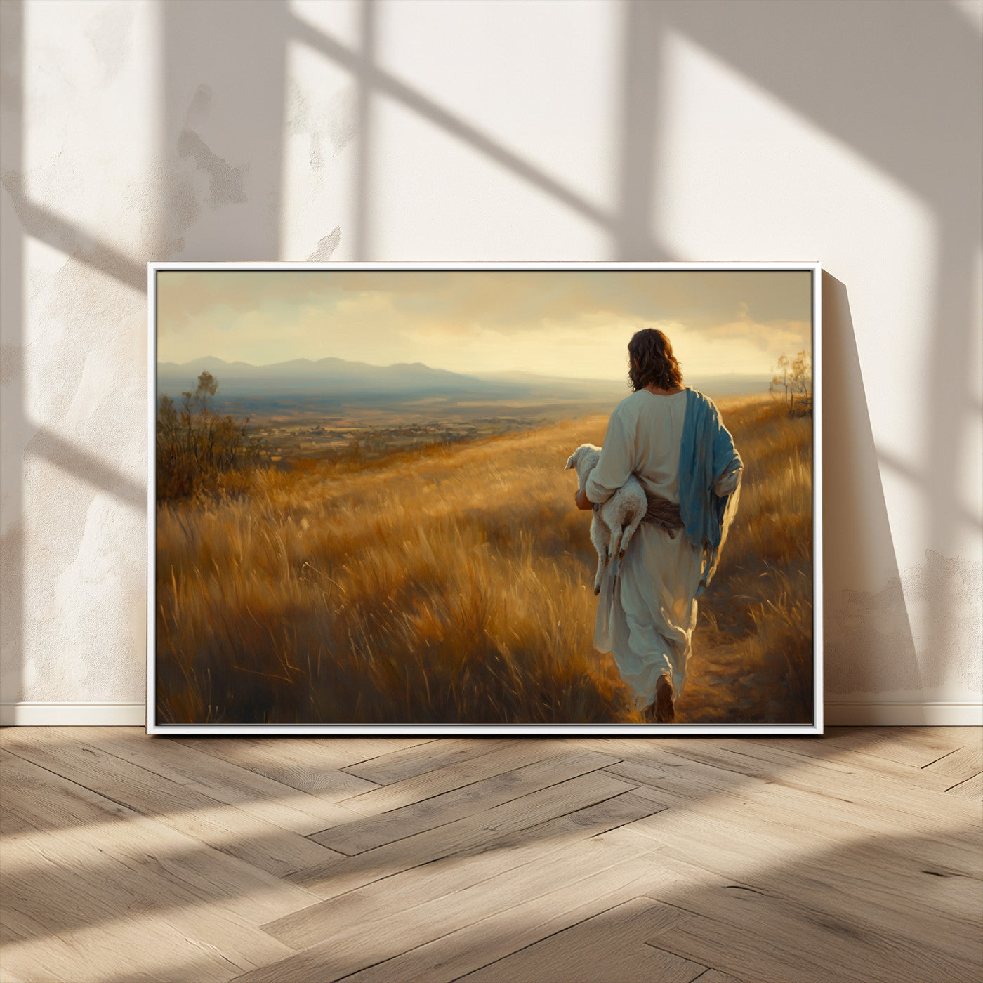 MGV-FC-36X24 - Jesus the Good Shepherd Wall Art Canvas Print - Inspirational Christian Religious Print for Prayer