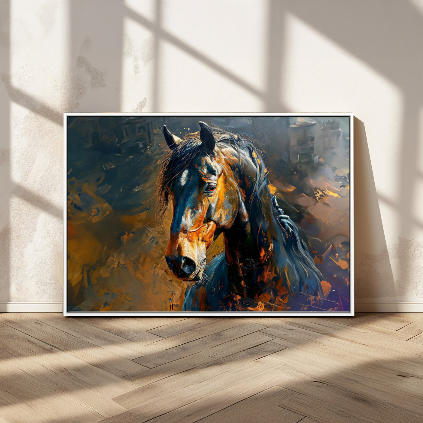 MGV-FC-36X24 - Abstract Horse Wall Art Canvas Print | Farmhouse Wall Decor | Western Cabin Art | Rustic Horse Decor