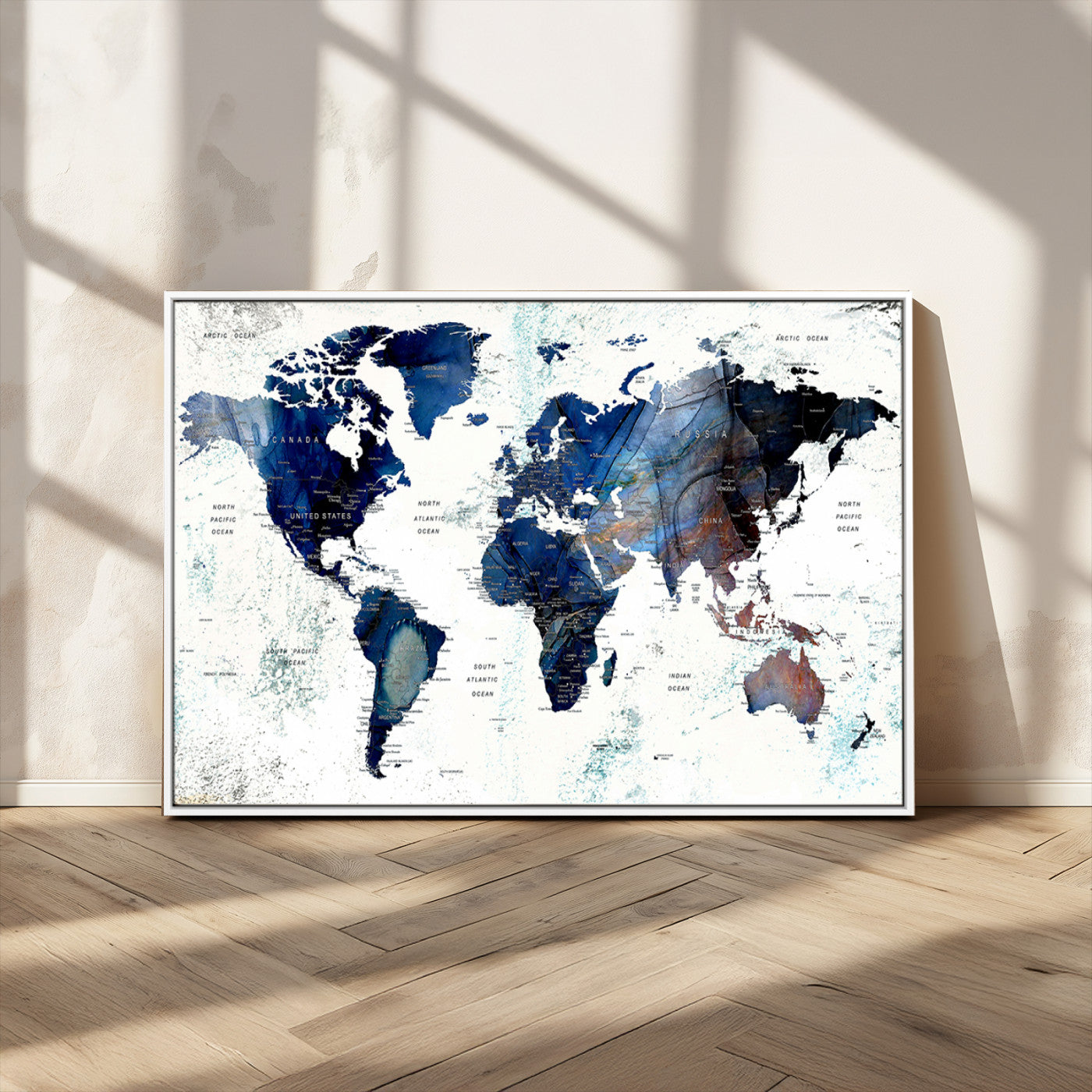 MGV-FC-36X24 - Push Pin World Map Canvas Print – Framed Wall Art for Couples to Track Their Travels – Anniversary