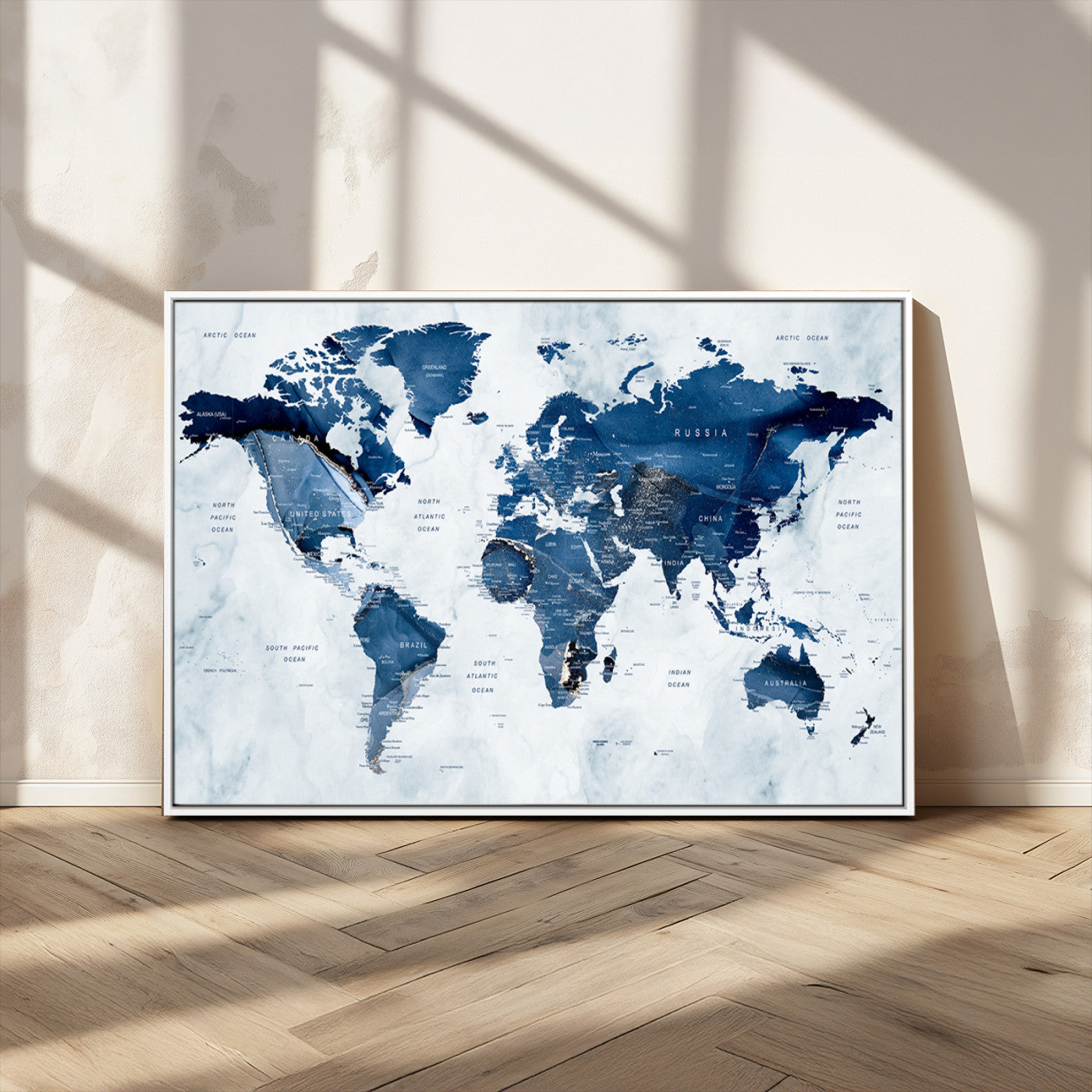 MGV-FC-36X24 - World Map Canvas Print – Framed Wall Art Home Adventure Decor