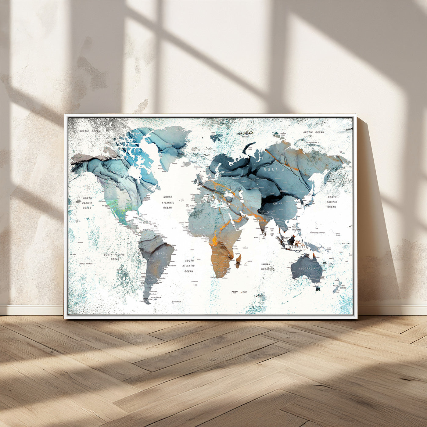 MGV-FC-36X24 - Push Pin World Map Canvas Print – Framed Wall Art for Couples to Track Their Travels – Anniversary