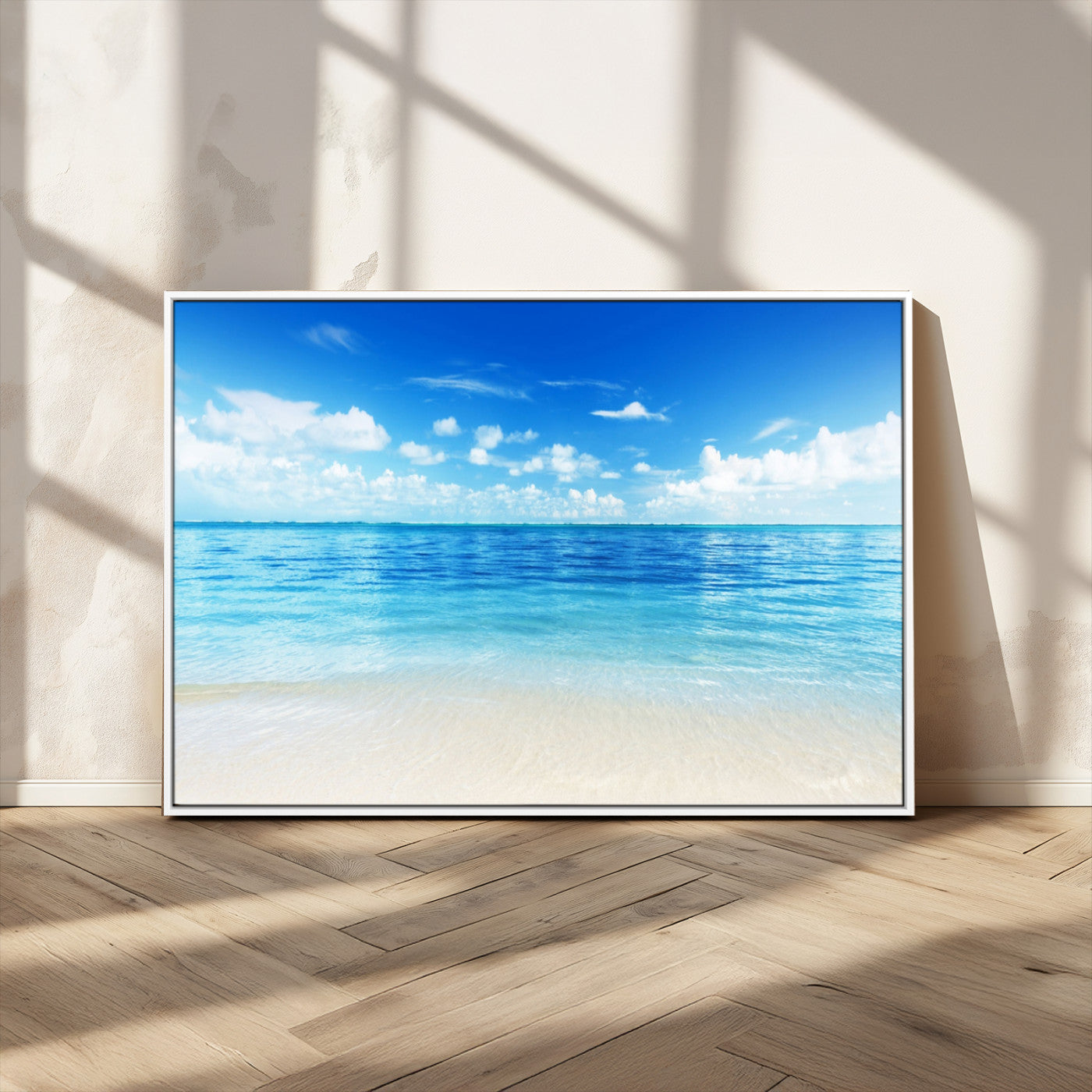 MGV-FC-36X24 - Beach Scene Canvas Wall Art Print – Tranquil Ocean Horizon and White Sand Beach Wall Decor for Home