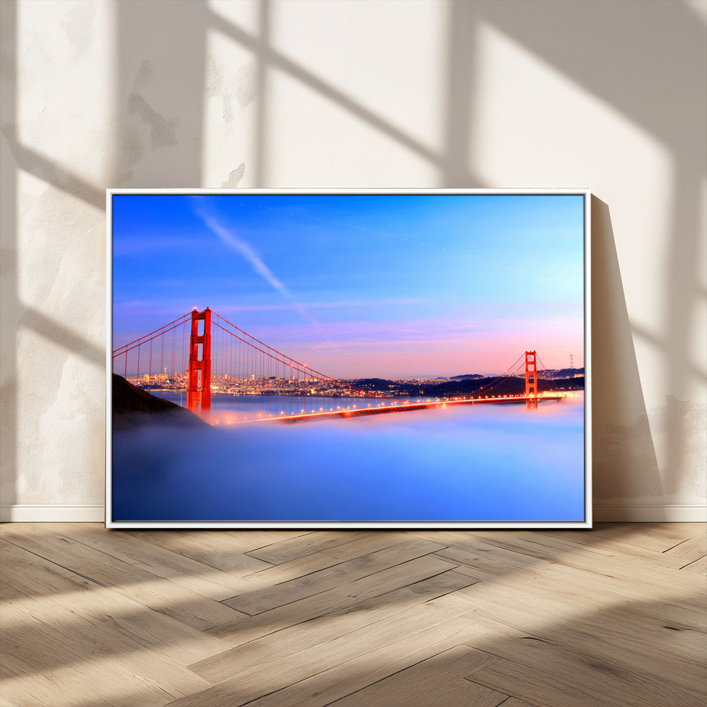 MGV-FC-36X24 - Large Wall Art San Francisco Canvas Print - Amazing Golden Gate Bridge in Fog