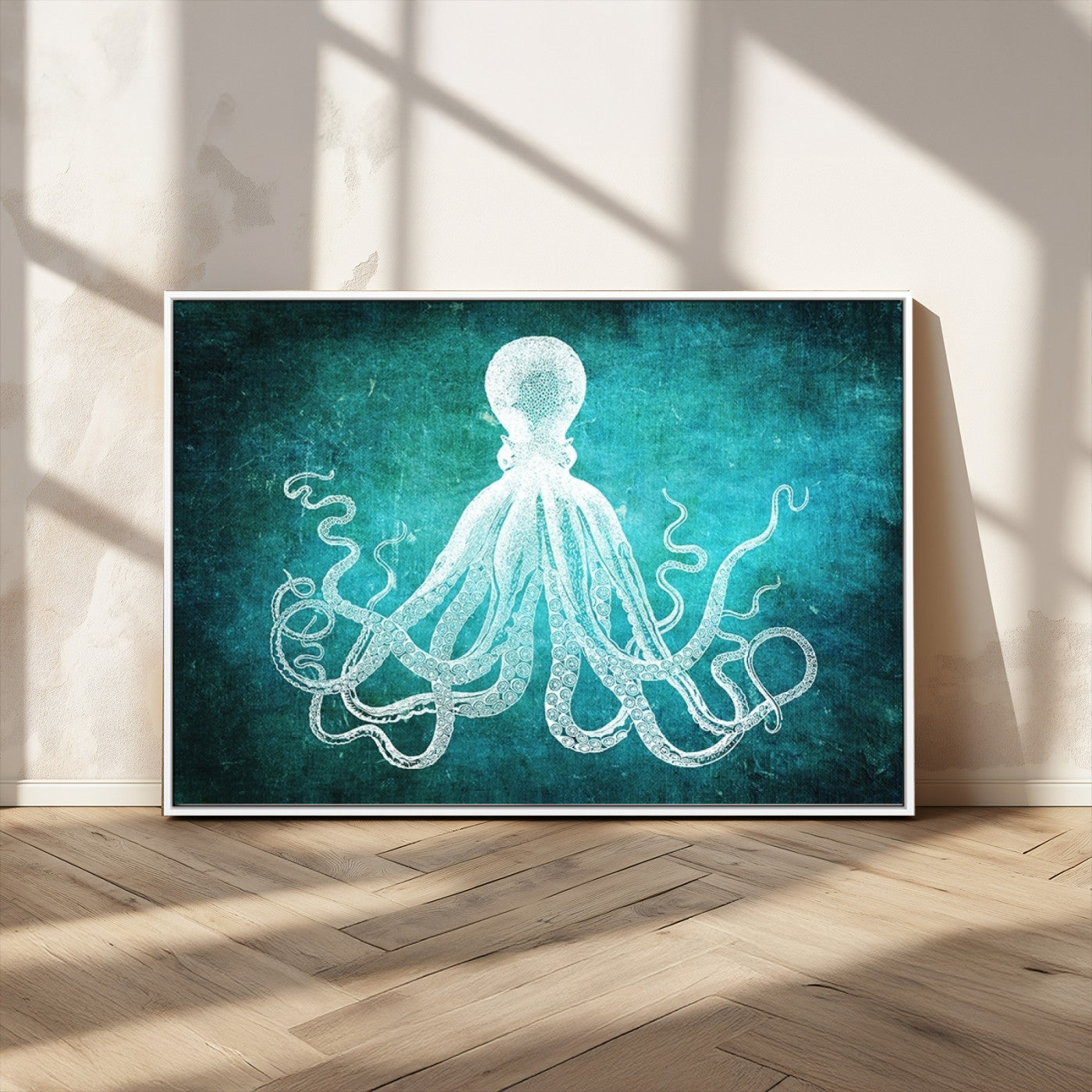 MGV-FC-36X24 - Green Octopus Abstract Wall Art Canvas Print