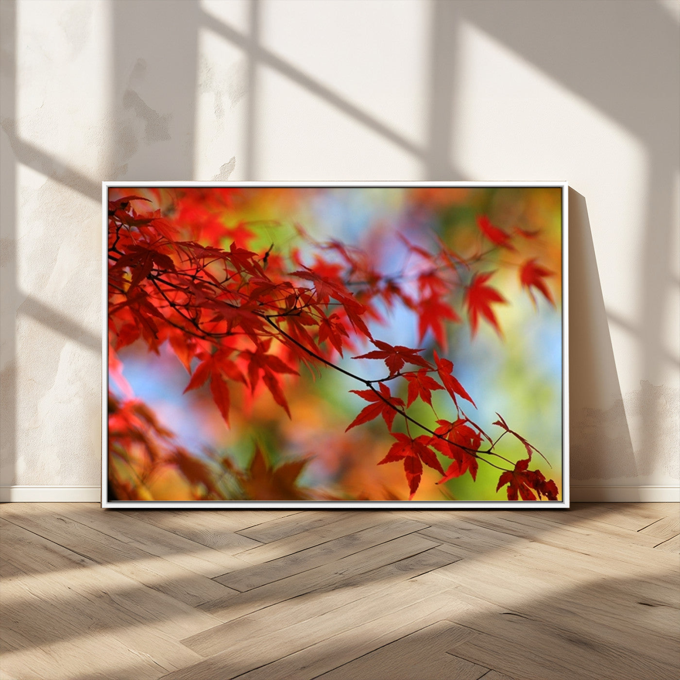 MGV-FC-36X24 - Red Leaves Autumn Forest Wall Art Canvas, Red Leaves Autumn Forest Canvas Print