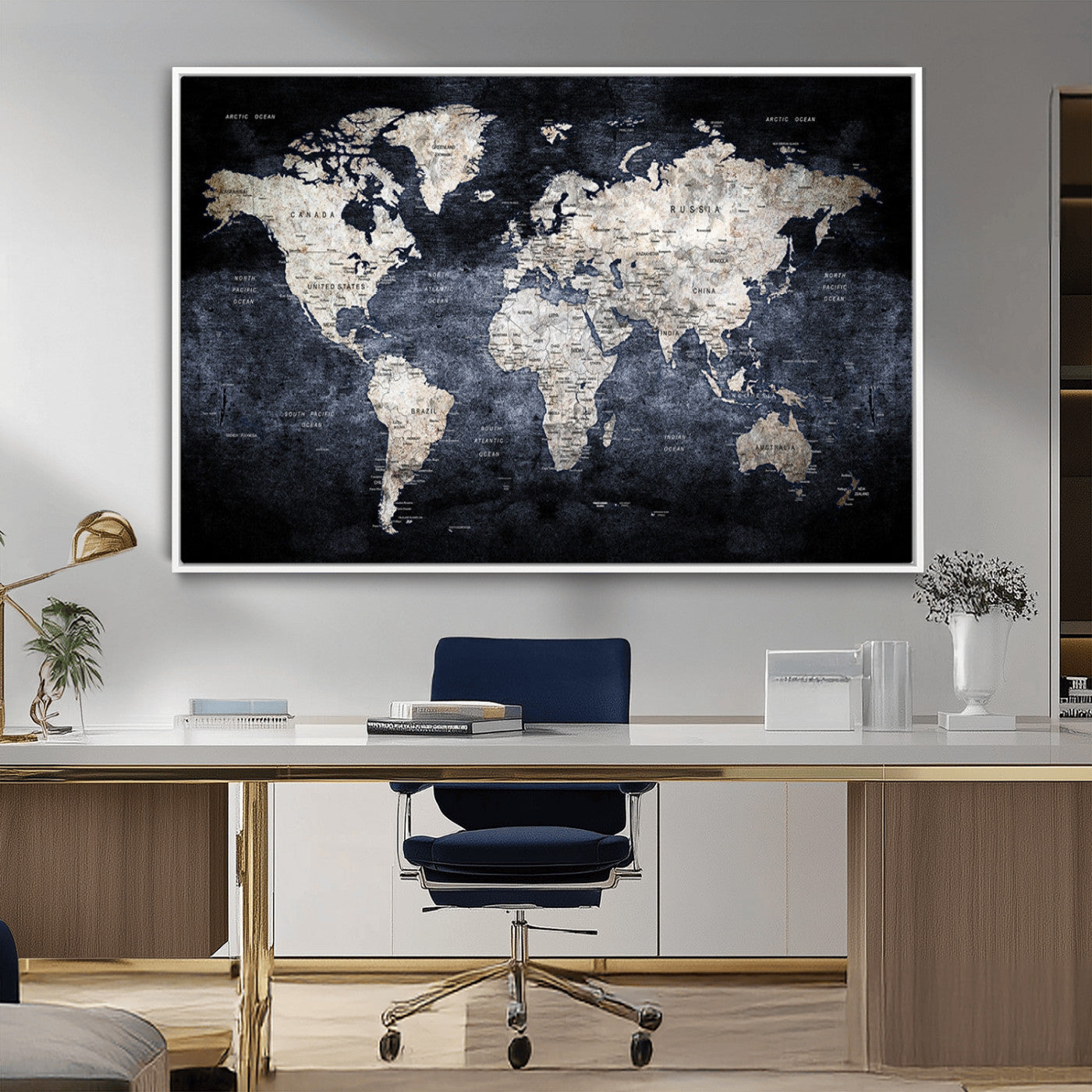 MGV-FC-36X24 - World Map Wall Art Canvas Print for Home and Office Decor