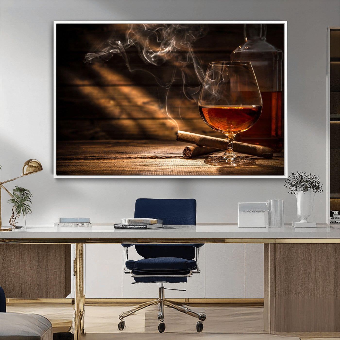 MGV-FC-36X24 - Whiskey and Cigar Wall Art Canvas Print