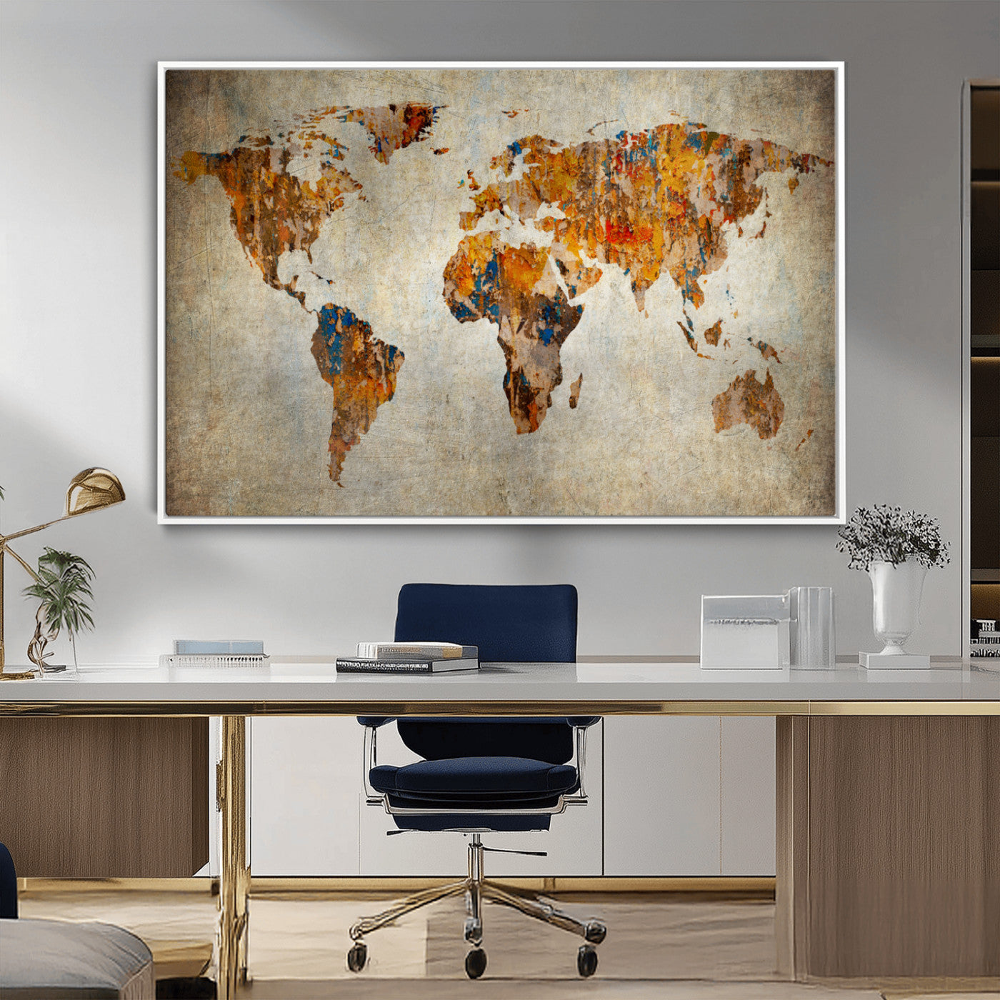 MGV-FC-36X24 - Push Pin World Map Canvas Print – Framed Wall Art for Couples to Track Their Travels – Anniversary