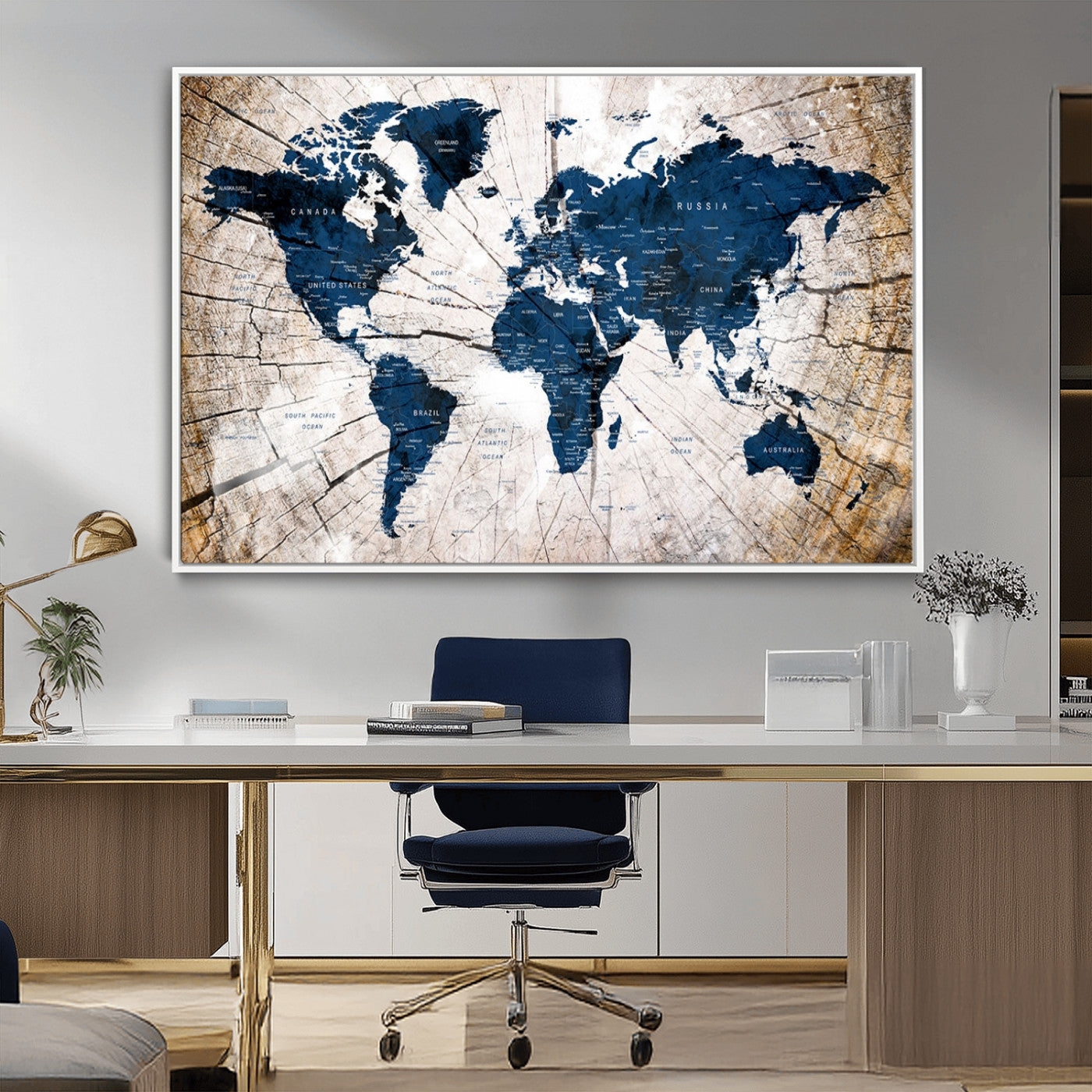 MGV-FC-36X24 - Push Pin World Map Canvas Print – Framed Wall Art for Couples to Track Their Travels – Anniversary