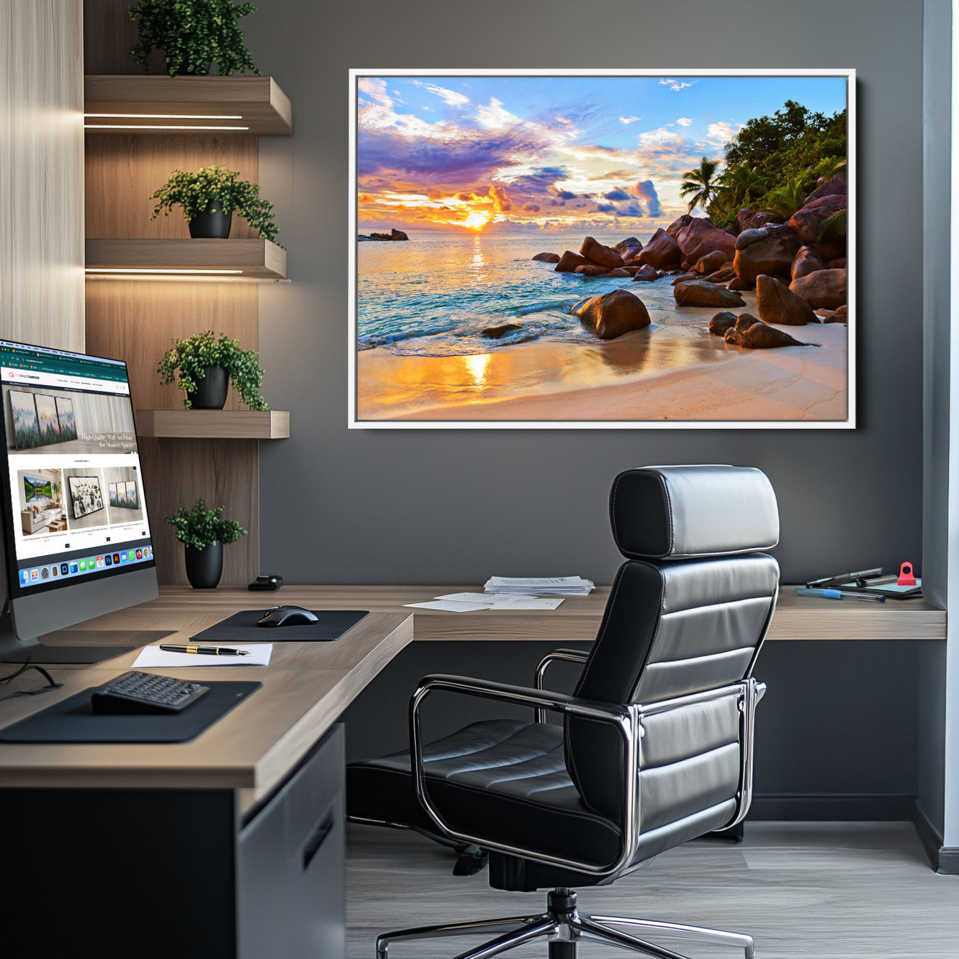 43209-MGV-CV-36X24-Tropical Island Beach Sunset Canvas Print