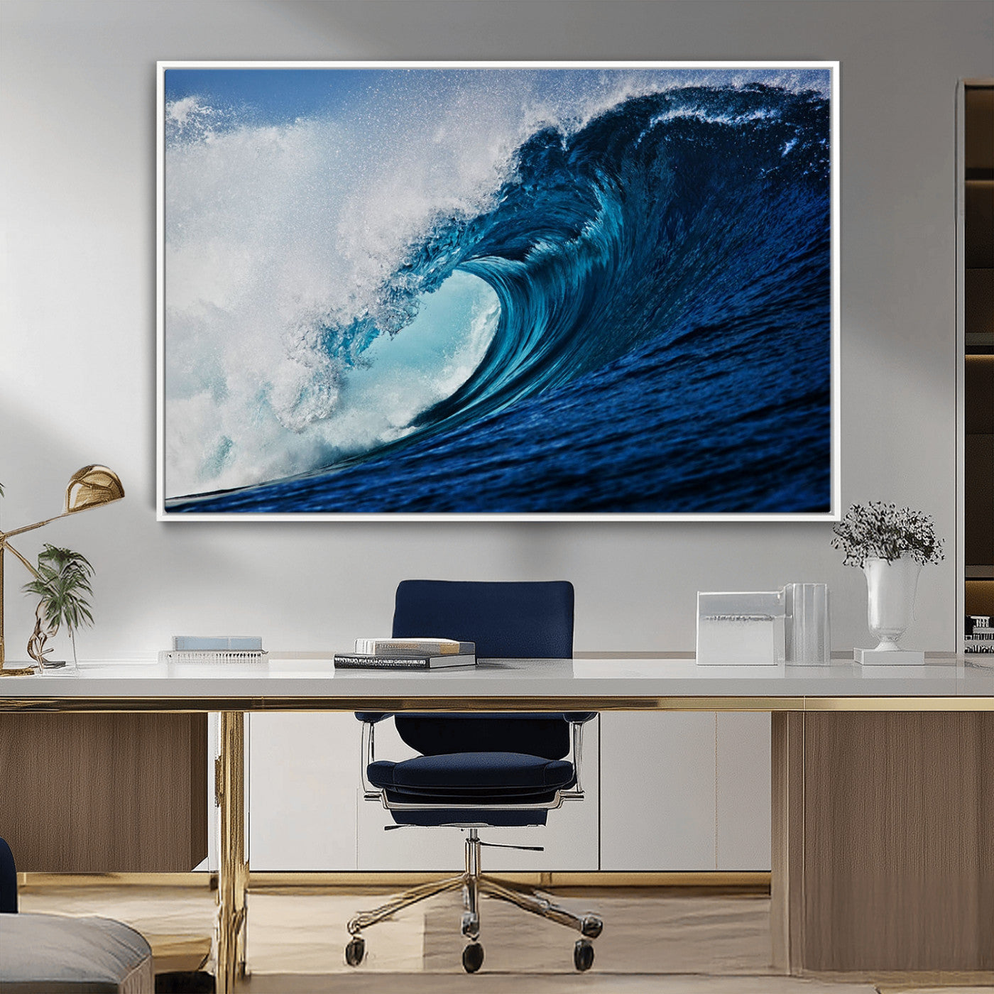 MGV-FC-36X24 - Ocean Wave at Sunset Canvas Art, Large Wall Print of Vibrant Water Waves, Coastal Art for Living Room and Dining Room Decor