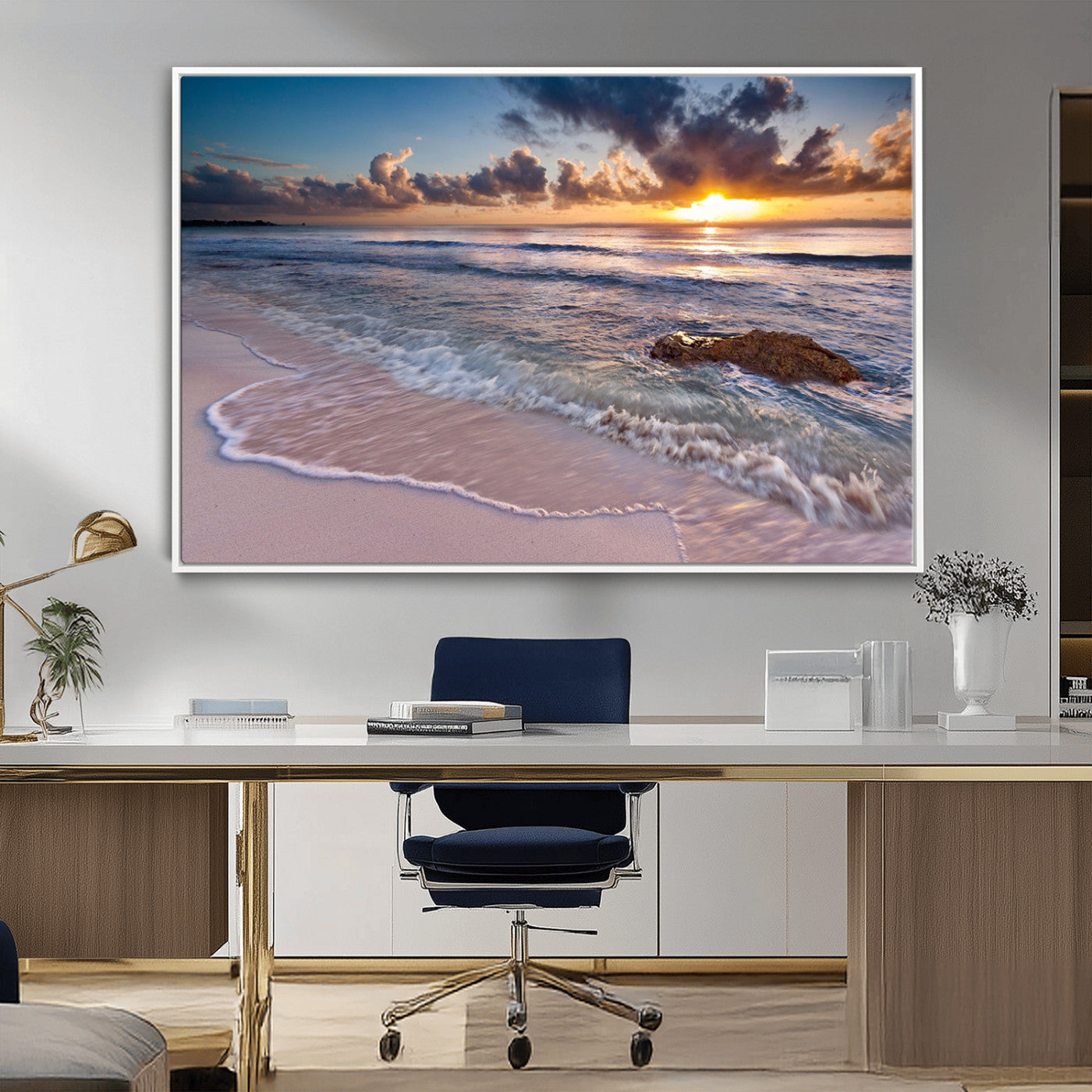 MGV-FC-36X24 - Sea Ocean Sunset Beach Wall Art Canvas Print