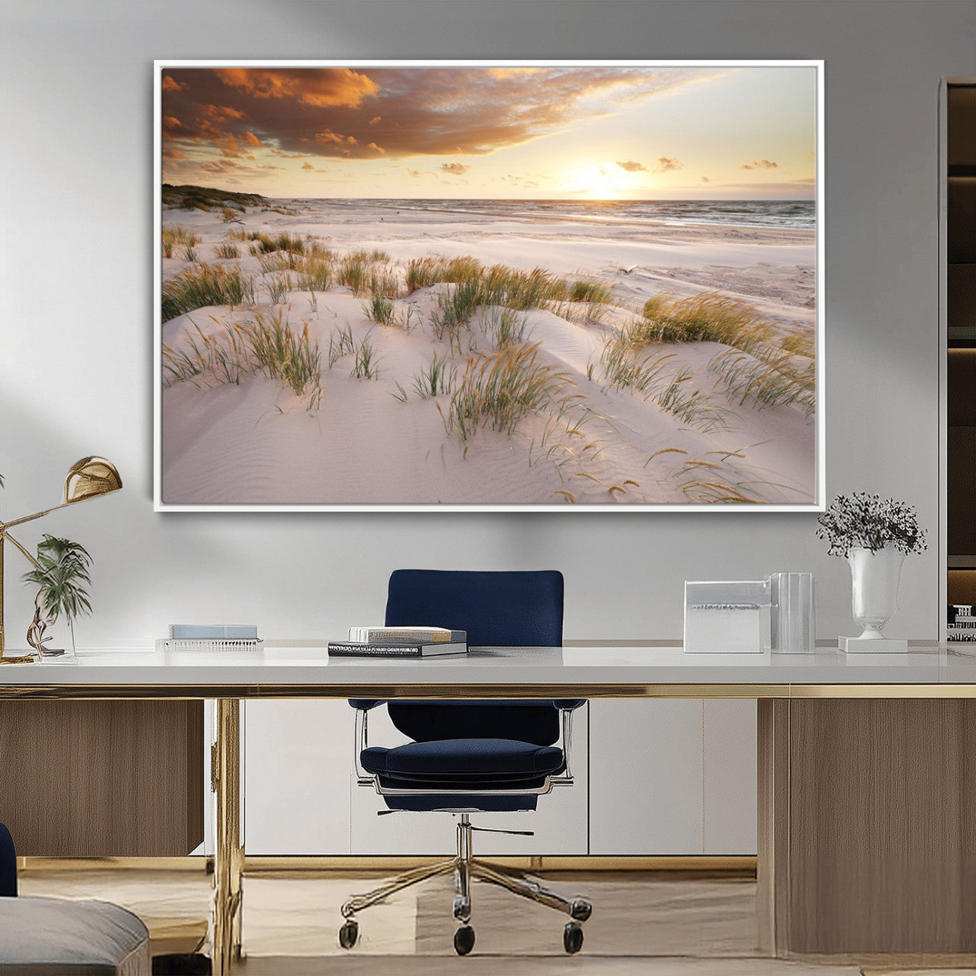 MGV-FC-36X24 - Flight Over Coastal Beach Landscape, Flight Over Coastal Beach Print Canvas Wall Art