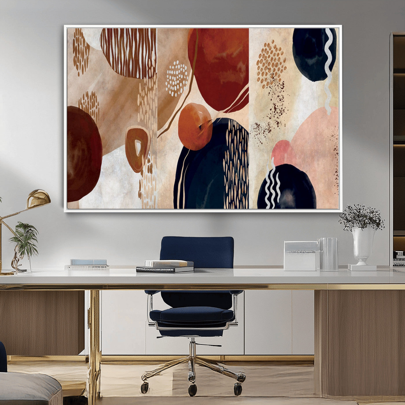 MGV-FC-36X24 - Boho Wall Art Canvas Print Set Mid-Century Prints Bohemian Wall Artwork Prints Boho Neutral