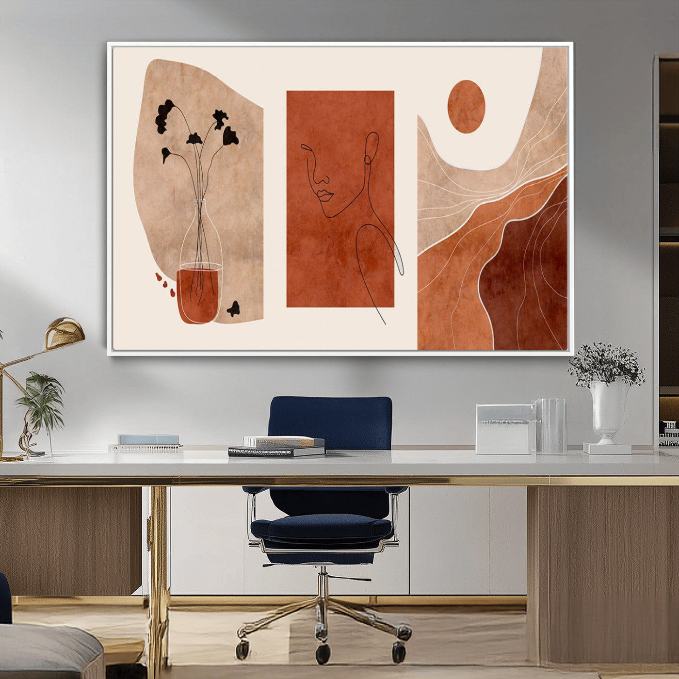 MGV-FC-36X24 - Boho Sunset Mountain Canvas Print, Modern Boho Sunset Mountain Landscape Triptych – Giclée Canvas