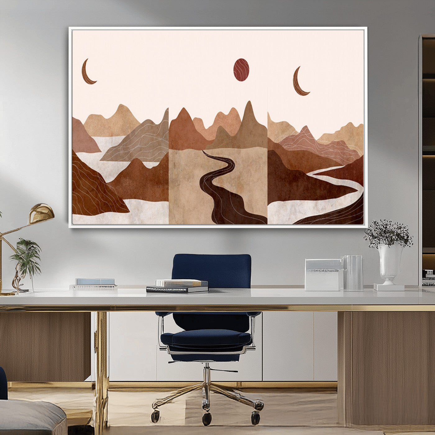 MGV-FC-36X24 - Boho Wall Art Canvas Print Set Mid-Century Prints Bohemian Wall Artwork Prints Boho Neutral