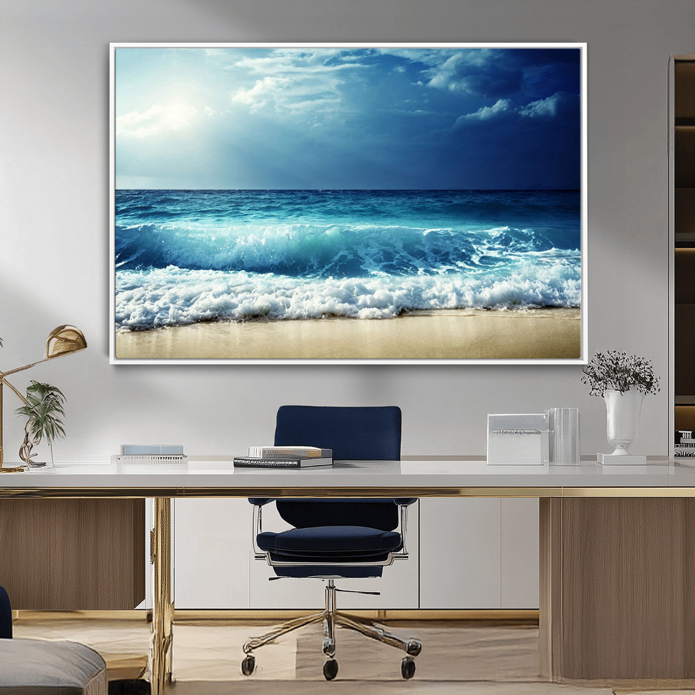 MGV-FC-36X24 - Majestic Ocean Wave Wall Art Canvas | 3 Panel Large Seascape Print for Living Room, Bedroom, Office Decor, Ready to Hang