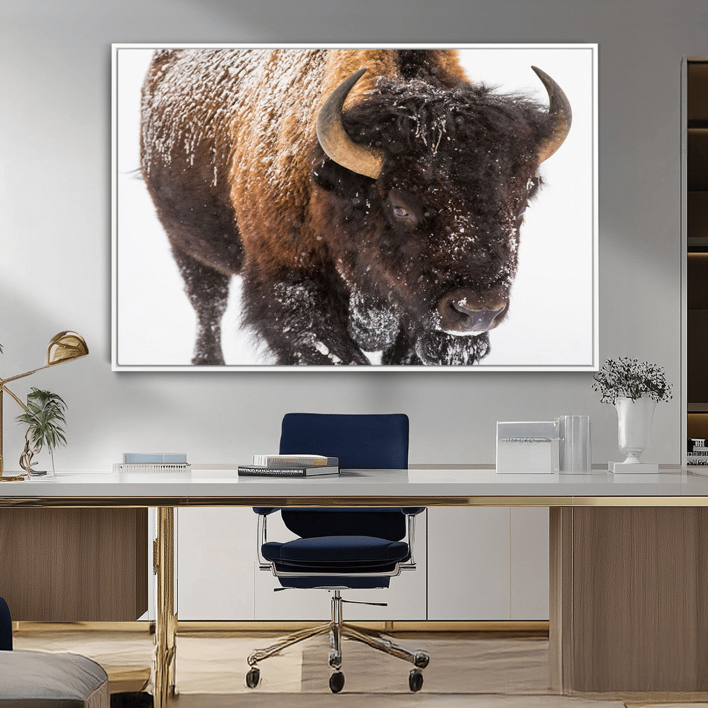 MGV-FC-36X24 - Bison Wall Art Canvas Print For Farmhouse, Wild Animal Wall Art
