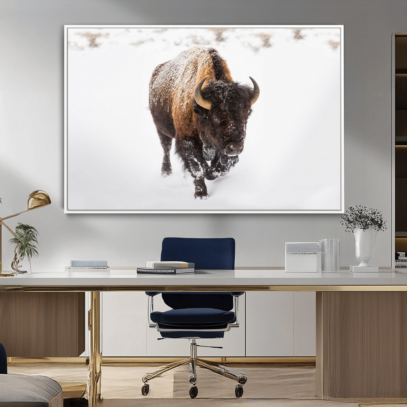 MGV-FC-36X24 - Bison Winter Wall Art Canvas Print For Farmhouse Decor