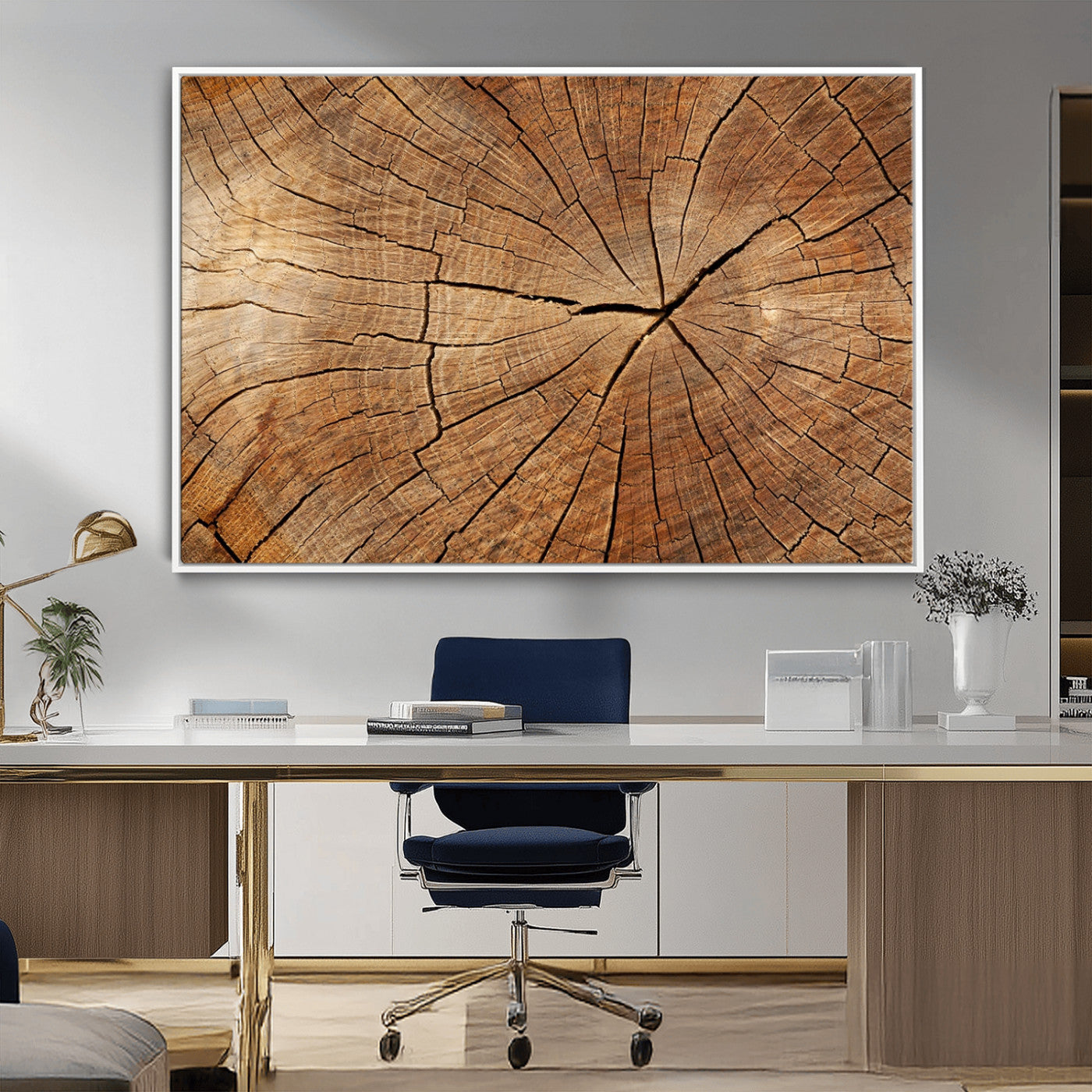 MGV-FC-36X24 - Tree Ring Canvas Art, Rustic Wood Grain Wall Art, Tree Slice Decor for Modern Homes, Giclee Multi-Panel Print, Tree Ring Wall Art Set