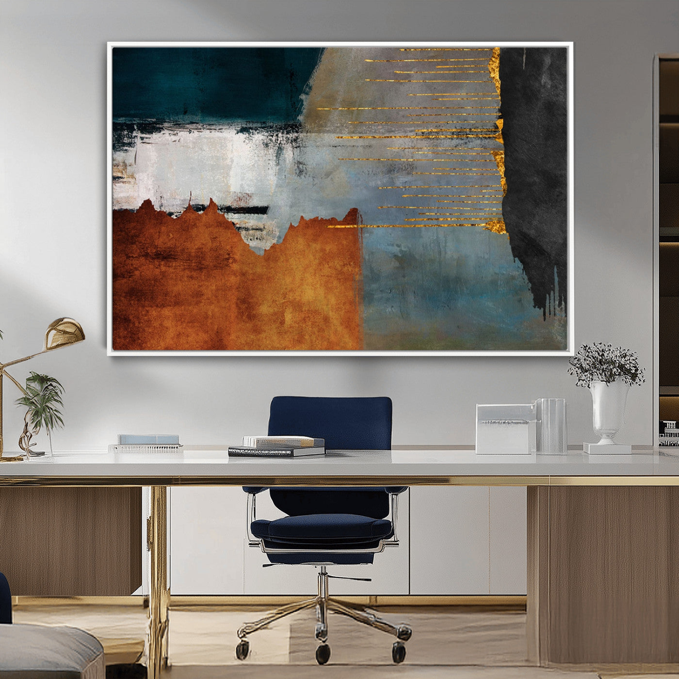 MGV-FC-36X24 - Modern Abstract Canvas Art Canvas Print - Framed and Ready to Hang Artwork for Contemporary Living Room or Office Decor