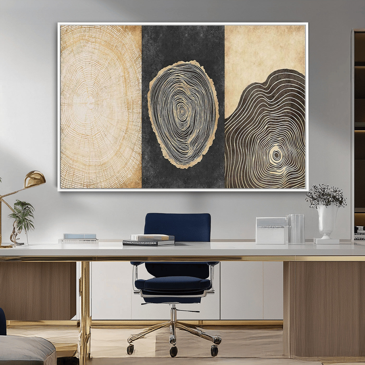 MGV-FC-36X24 - Tree Rings Canvas Wall Art Print – Minimalist Natural History in Modern Decor - Minimalist Boho Wall
