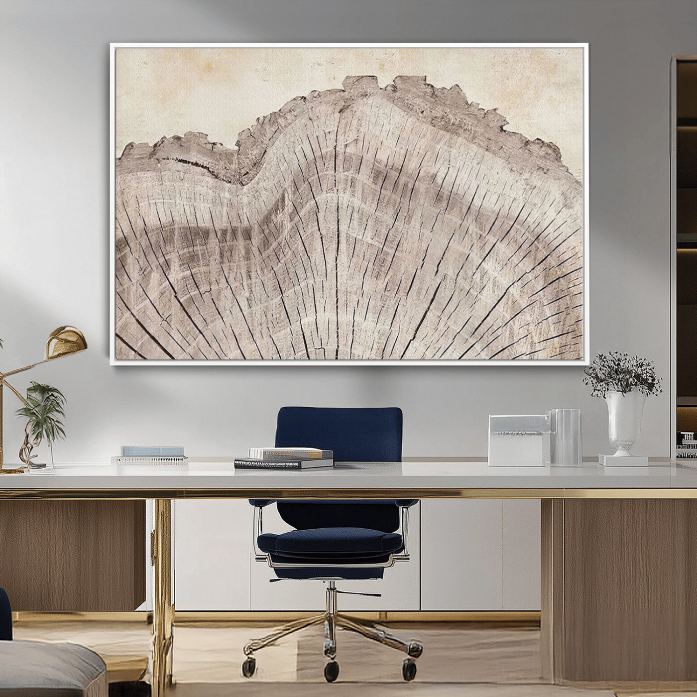 MGV-FC-36X24 - Tree Ring Wall Art Triptych, Rustic Wood Ring Canvas Print, Minimalist Wall Decor for Modern Homes and Farmhouse Decor