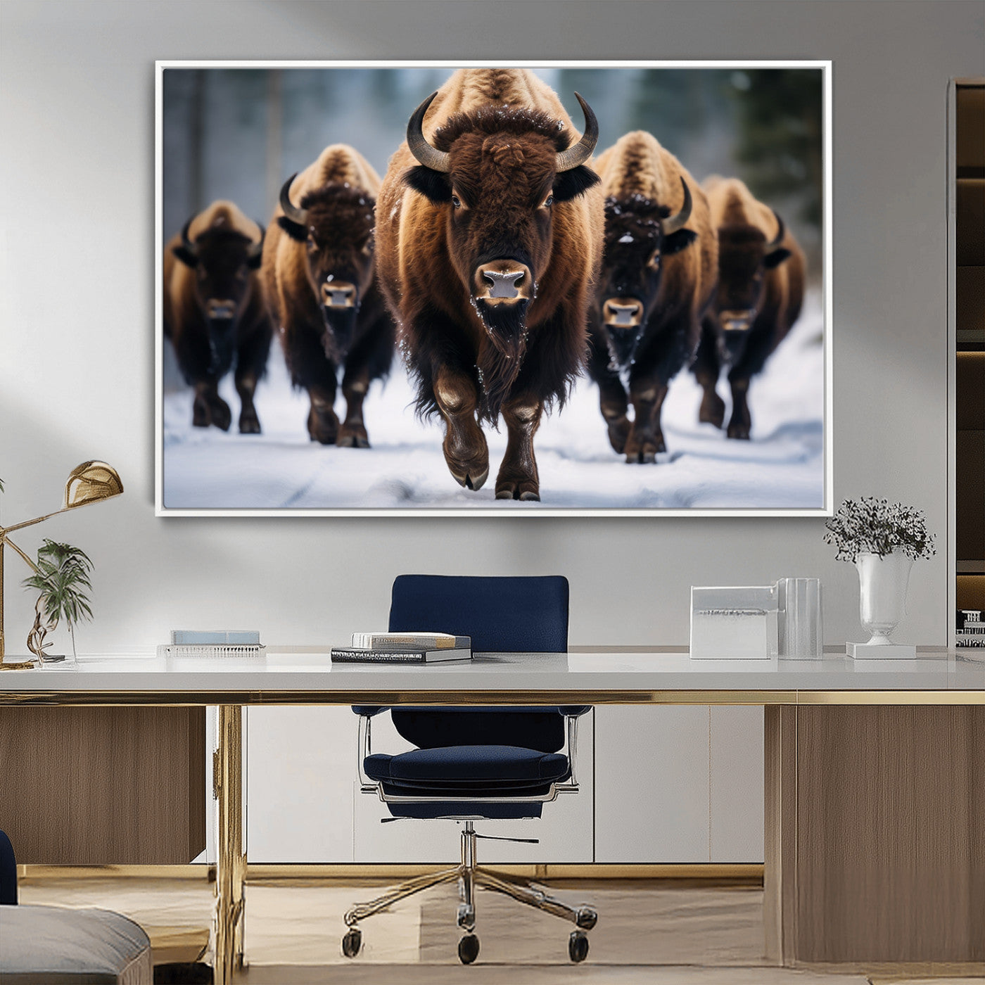 MGV-FC-36X24 - Buffalo Wall Art Canvas Print, American Bison Herd Wall Art Canvas Print - Bison Canvas Print
