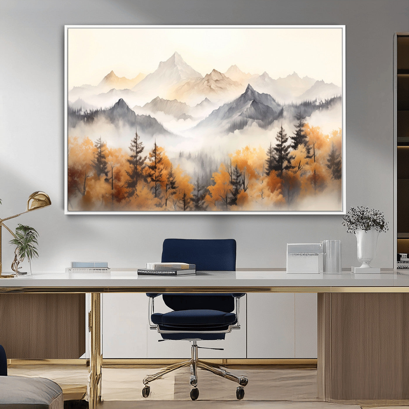 MGV-FC-36X24 - Abstract Mountain Wall Art | Misty Mountain Forest and Mountains Canvas Print for Living Room,